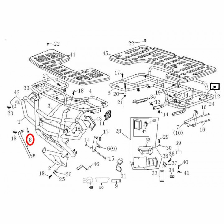 Поперечина переднего бампера нижняя Stels ATV 300B 1.4.01.0090 LU019127