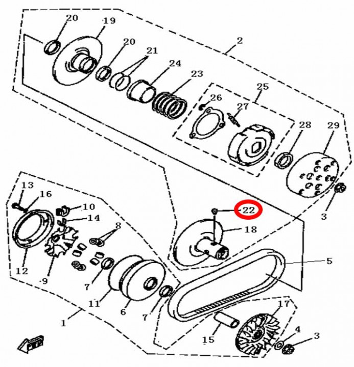 Штифт неподвиж.половины ведом.вала вариатора,сталь Stels ATV 300B 2.3.10.1070 LU020115