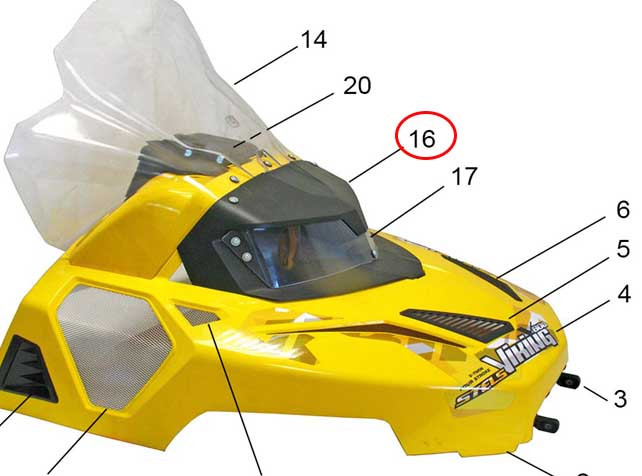 Кожух блока фар снегоход Stels Viking LU072782