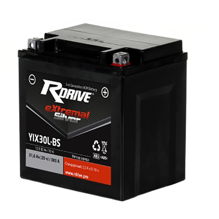 Аккумулятор 12В 31.6А/ч (RDrive Extremal Silver YTX30L-BS) снегоход Stels VITYAS Guepard LU094343