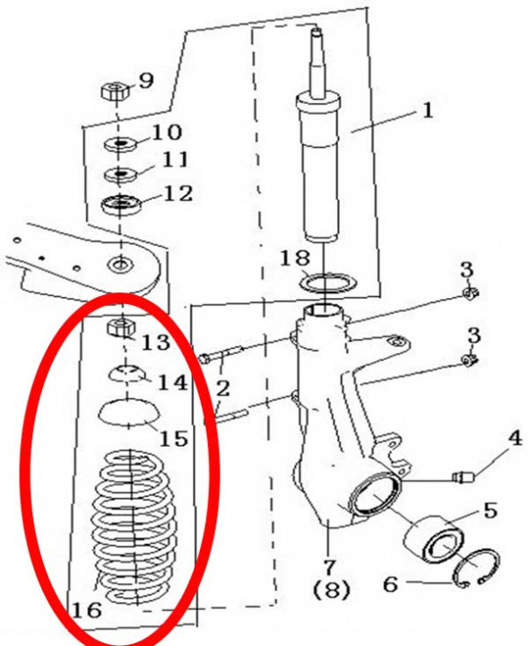 Пружина (сжатия) переднего амортизатора (красная) Stels ATV 300B 4.2.01.1101 LU019245
