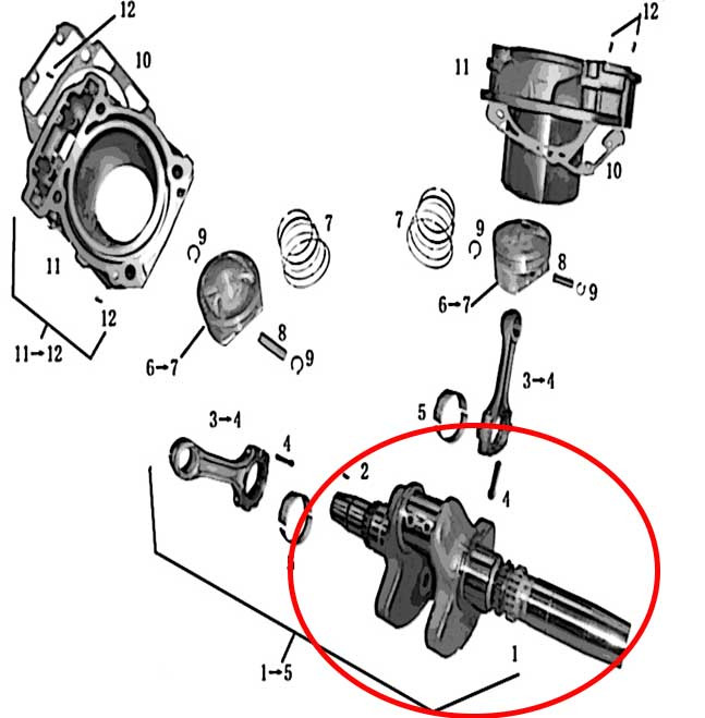 Коленвал Stels UTV 800 Dominator LU049832