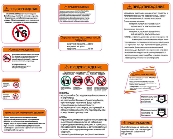 Комплект предупреждающих наклеек GUEPARD 650;800;850;010 (FF) LU103680