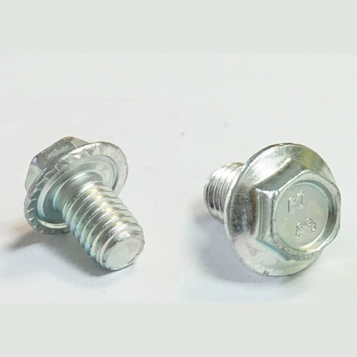 Болт с шестигранной головкой и фланцем M8x1,25x12 DIN 6921-88P, с насечкой JU080668 Болт с шестигранной головкой и фланцем M8x1,25x12 DIN 6921-88P, с насечкой JU080668