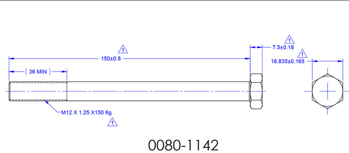 Болт M12x1,25x150 DIN 960-10P LU102913