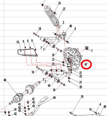 Кулак поворотный переднего колеса правый Stels 500 Kazuma\GT, в сборе C500-2304220 LN001495