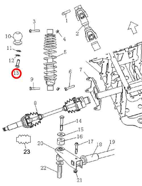 Болт M16x2x50мм Stels ATV 300B сталь 0.01.03150 LU019581