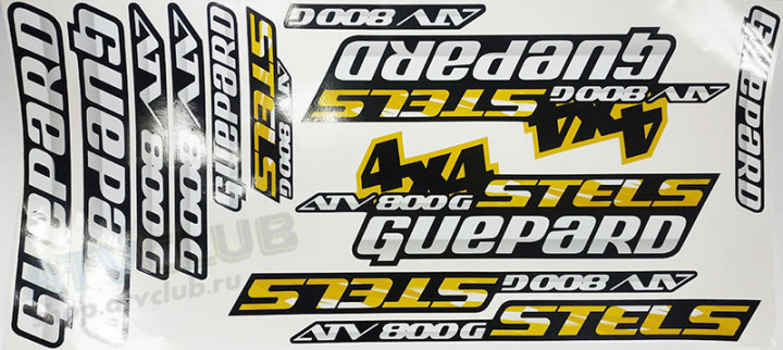 Наклейки из ПВХ самоклеющиеся STELS GUEPARD ATV 650/800/850G, комплект декоративных наклеек JU080953 LU080698 JU081623 Наклейки из ПВХ самоклеющиеся STELS GUEPARD ATV 650/800/850G, комплект декоративных наклеек JU080953 LU080698 JU081623