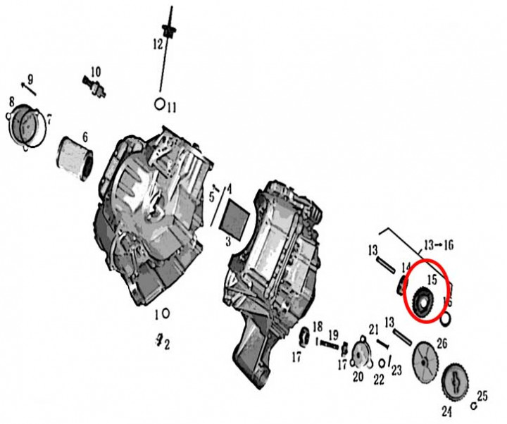 Шестерня холостого хода (28 зубьев) Stels UTV 800 Dominator LU049862 Шестерня холостого хода (28 зубьев) Stels UTV 800 Dominator LU049862