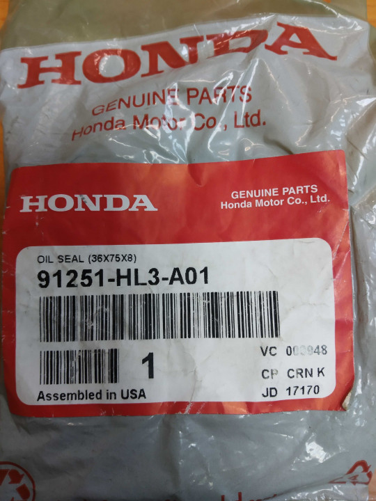 Сальник 36x75x8 хвостовика для квадроцикла Honda TRX420/500 SXS700/1000 91251-HL3-A01