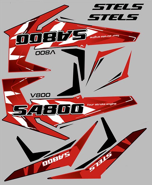 Наклейки из ПВХ самоклеющиеся SA800 (декоративные) для белого и желтого пластика, комплект снегоход Stels VITYAS LU094911