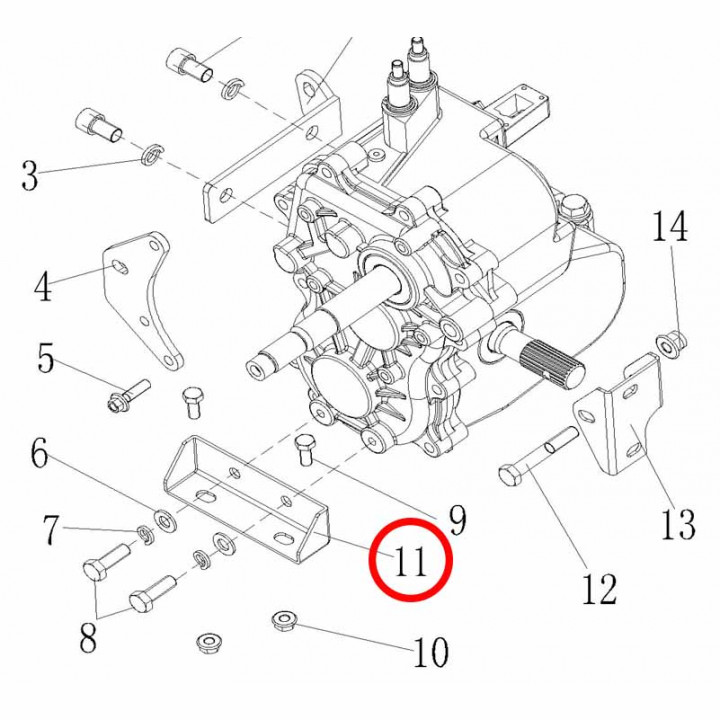 Кронштейн крепления коробки передач Stels ATV 300B нижний 2.7.01.0030 LU019348