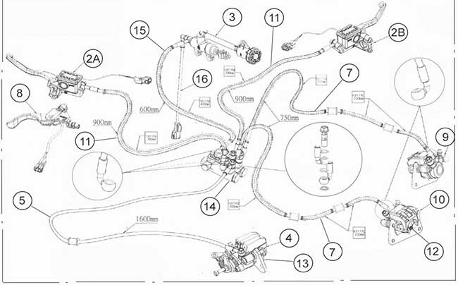 Система тормозная (ATV 600) в сборе Stels Leopard 600\650 MKC-ST514 LU078427