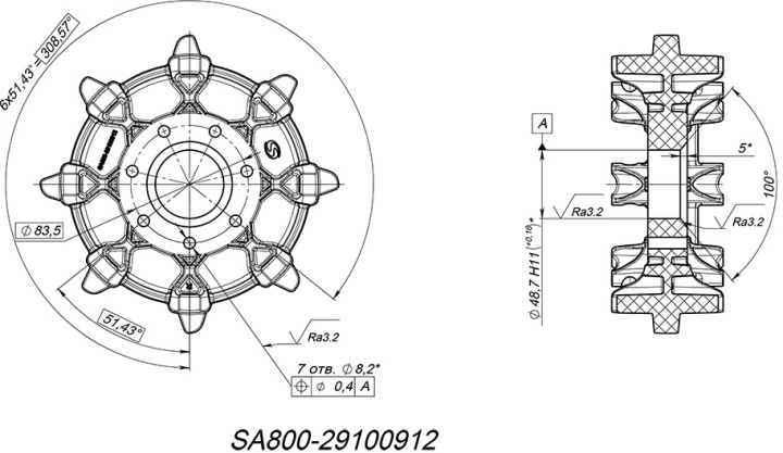 Колесо ведущее (см.также в составе - JU106995) снегоход Stels VITYAS LU091488
